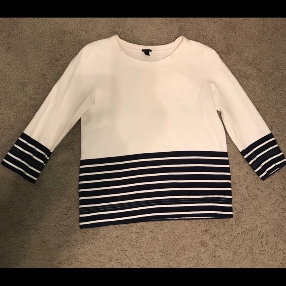 J. Crew Striped 3/4 Sleeve Top